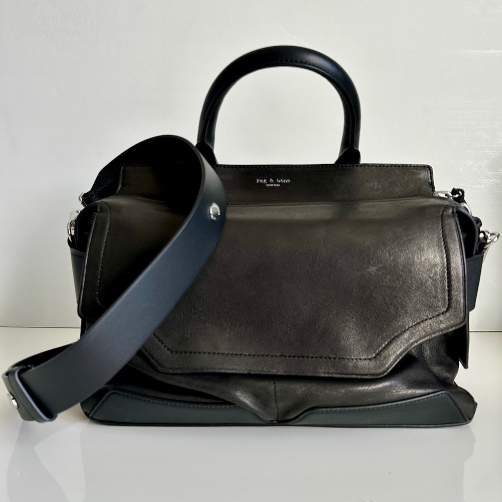 Rag&Bone Pilot Black Leather Satchel